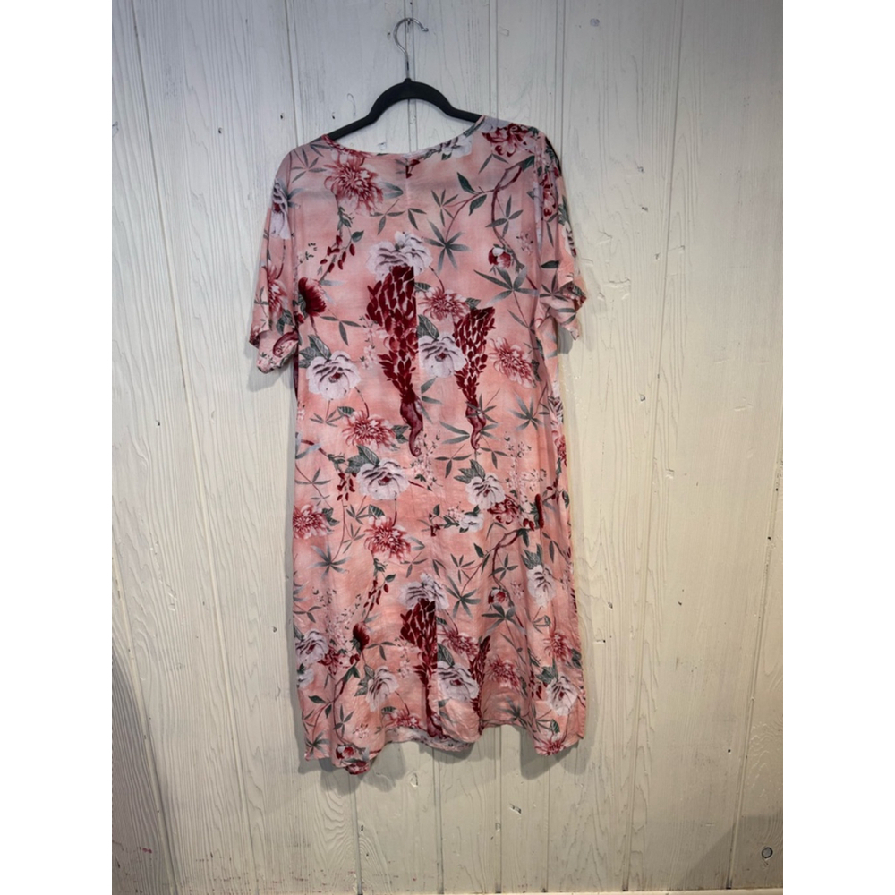 Emery Rose Floral Dress 1XL Peach Burgundy